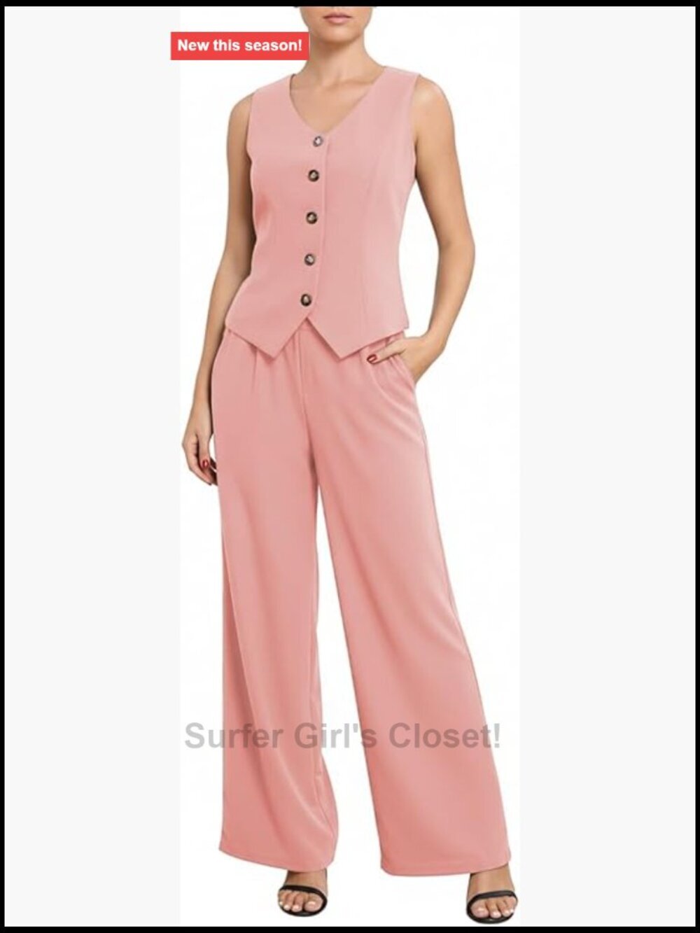 Sleeveless Vest and Wide Leg Pant Suit Set Two Piece Outfits